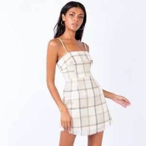 Beige Plaid Dress